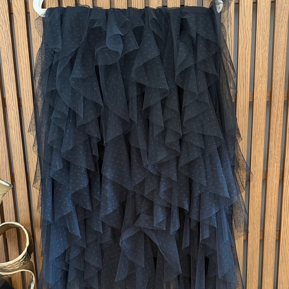 Anthropologie Black Layered Asymmetrical Skirt